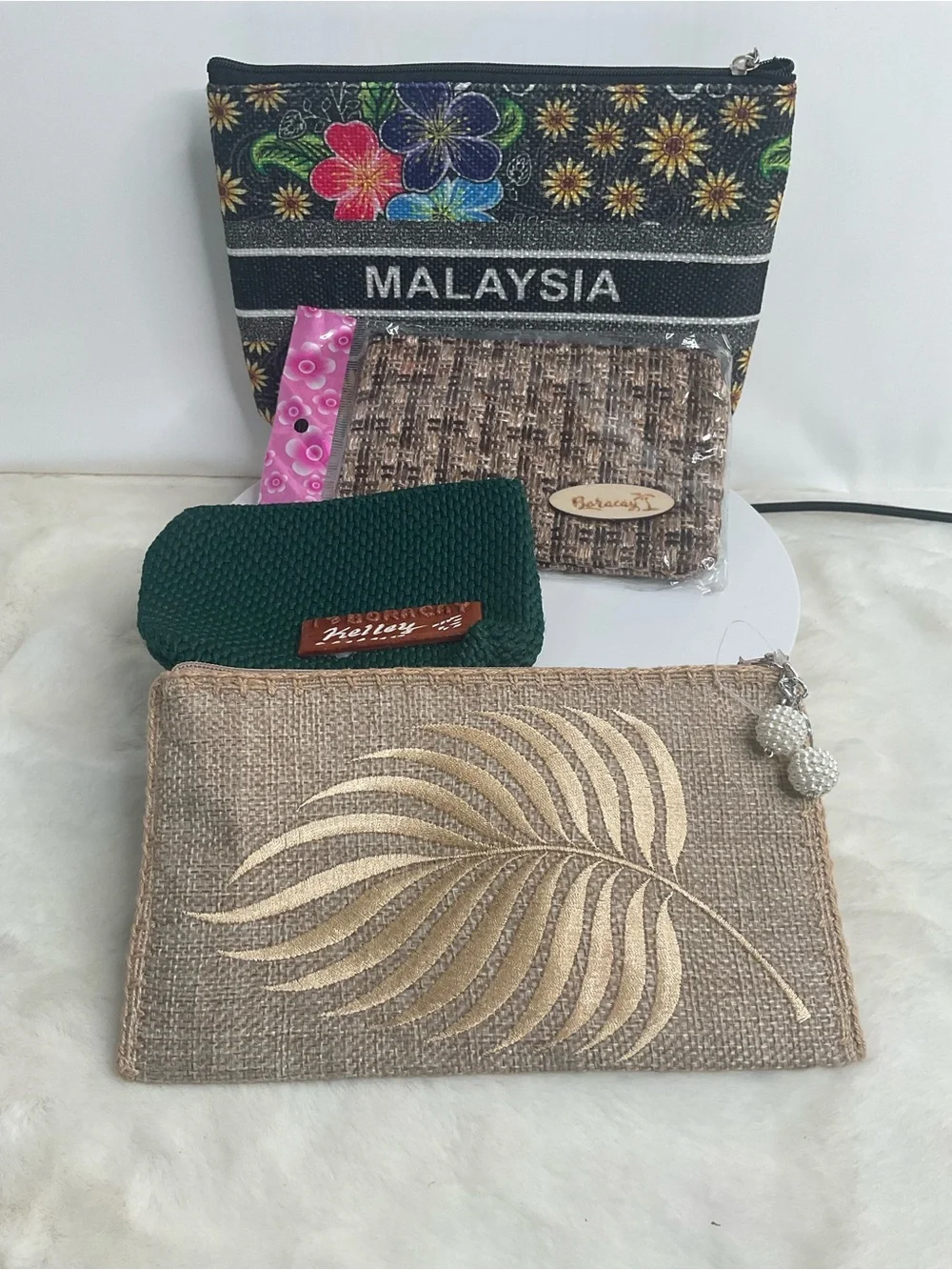 4-Piece Travel Cosmetic & Coin Pouch Set – Malaysia Souvenir, Boracay Wallet